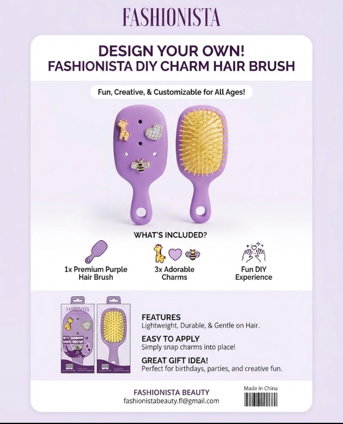 FASHIONISTA DIY CHARM BRUSH MEDIUM SIZE- PURPLE
