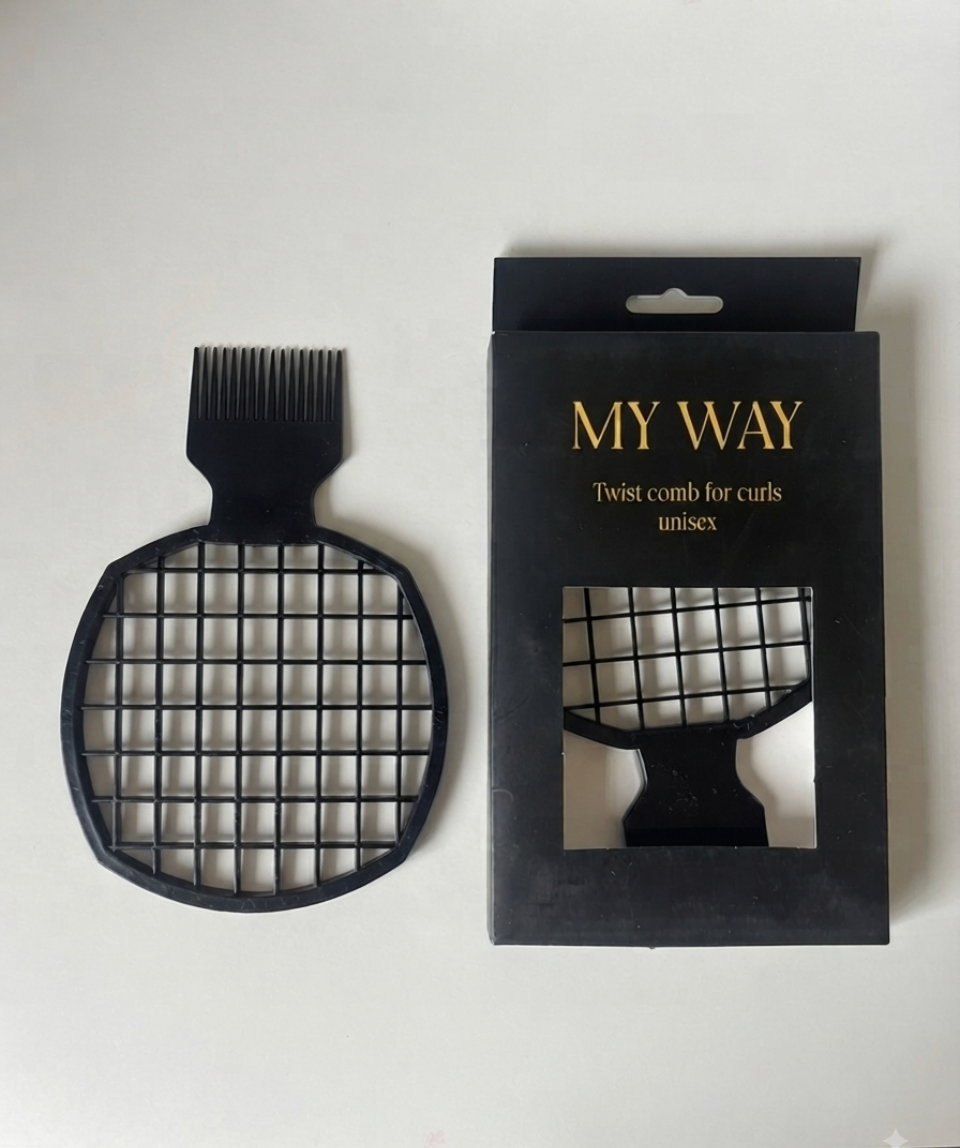 Men's Professional Twist Comb For Afro Waves- BLACK